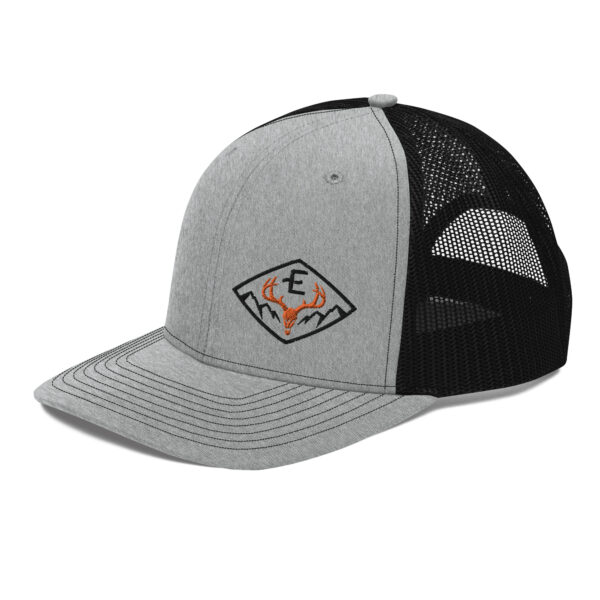 snapback trucker cap heather grey black left front 662e80c8318af